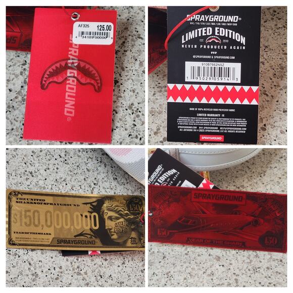 NWT SPRAYGROUND Knit SHARKS IN PARIS Cream DLX Backpack Soldout Limited Edition - Picture 11 of 16